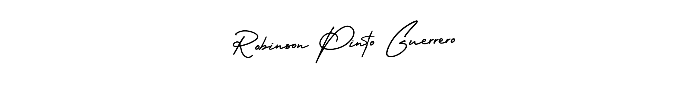 You should practise on your own different ways (AmerikaSignatureDemo-Regular) to write your name (Robinson Pinto Guerrero) in signature. don't let someone else do it for you. Robinson Pinto Guerrero signature style 3 images and pictures png