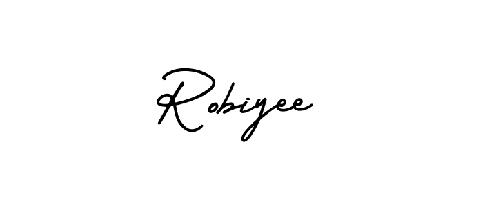 Similarly AmerikaSignatureDemo-Regular is the best handwritten signature design. Signature creator online .You can use it as an online autograph creator for name Robiyee. Robiyee signature style 3 images and pictures png