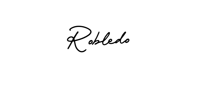 It looks lik you need a new signature style for name Robledo. Design unique handwritten (AmerikaSignatureDemo-Regular) signature with our free signature maker in just a few clicks. Robledo signature style 3 images and pictures png