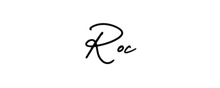 A sleek calligraphic signature for name Roc utilizing AmerikaSignatureDemo-Regular styling. Great for adding personal signatures to photos and art. Roc signature style 3 images and pictures png