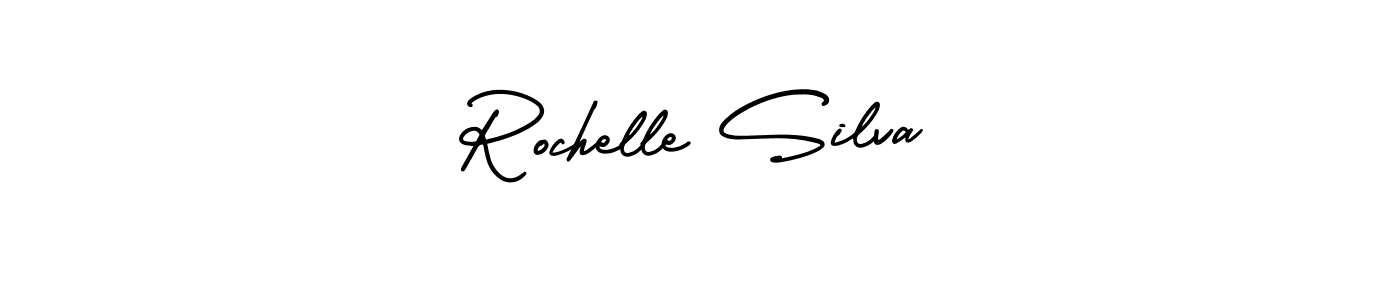 You should practise on your own different ways (AmerikaSignatureDemo-Regular) to write your name (Rochelle Silva) in signature. don't let someone else do it for you. Rochelle Silva signature style 3 images and pictures png