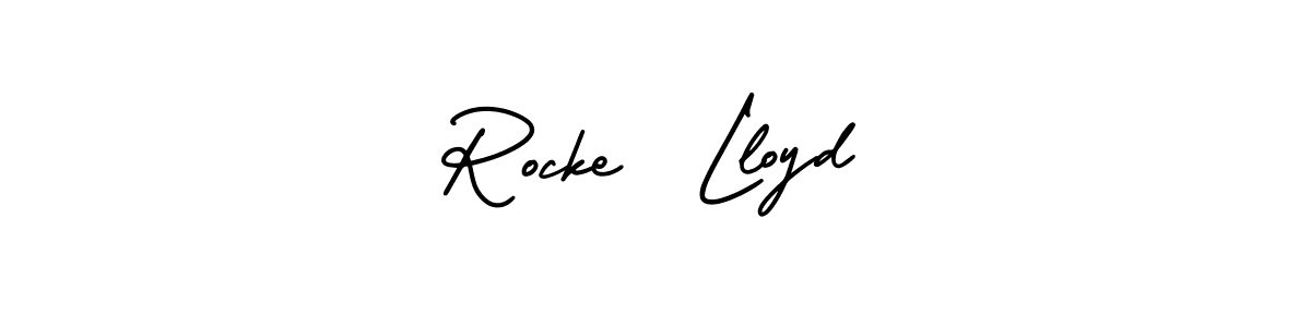 The best way (AmerikaSignatureDemo-Regular) to make a short signature is to pick only two or three words in your name. The name Rocke  Lloyd include a total of six letters. For converting this name. Rocke  Lloyd signature style 3 images and pictures png
