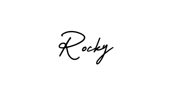 Check out images of Autograph of Rocky  name. Actor Rocky  Signature Style. AmerikaSignatureDemo-Regular is a professional sign style online. Rocky  signature style 3 images and pictures png