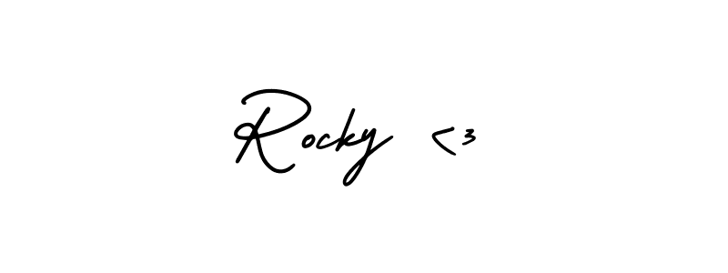 How to make Rocky <3 signature? AmerikaSignatureDemo-Regular is a professional autograph style. Create handwritten signature for Rocky <3 name. Rocky <3 signature style 3 images and pictures png