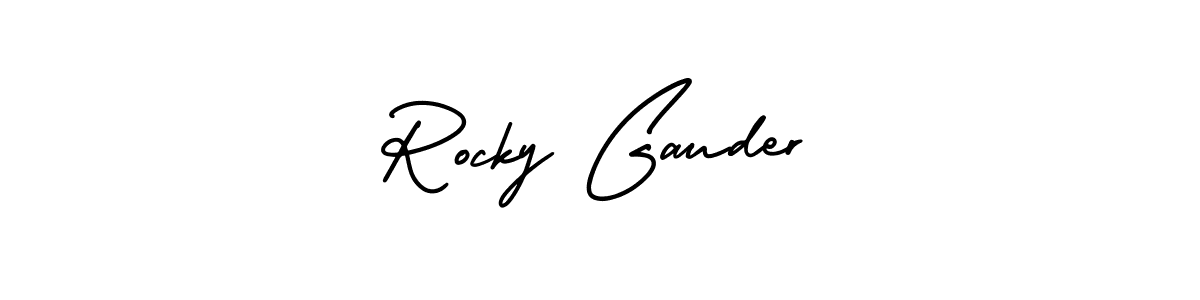 AmerikaSignatureDemo-Regular is a professional signature style that is perfect for those who want to add a touch of class to their signature. It is also a great choice for those who want to make their signature more unique. Get Rocky Gauder name to fancy signature for free. Rocky Gauder signature style 3 images and pictures png