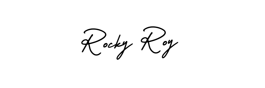 Also You can easily find your signature by using the search form. We will create Rocky Roy name handwritten signature images for you free of cost using AmerikaSignatureDemo-Regular sign style. Rocky Roy signature style 3 images and pictures png