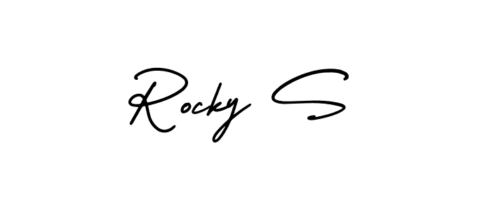 Also You can easily find your signature by using the search form. We will create Rocky S name handwritten signature images for you free of cost using AmerikaSignatureDemo-Regular sign style. Rocky S signature style 3 images and pictures png