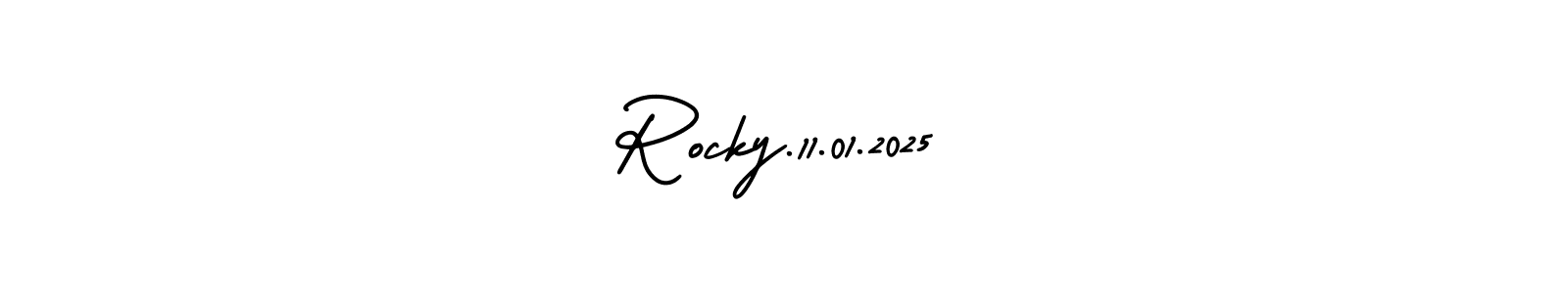 You should practise on your own different ways (AmerikaSignatureDemo-Regular) to write your name (Rocky.11.01.2025) in signature. don't let someone else do it for you. Rocky.11.01.2025 signature style 3 images and pictures png