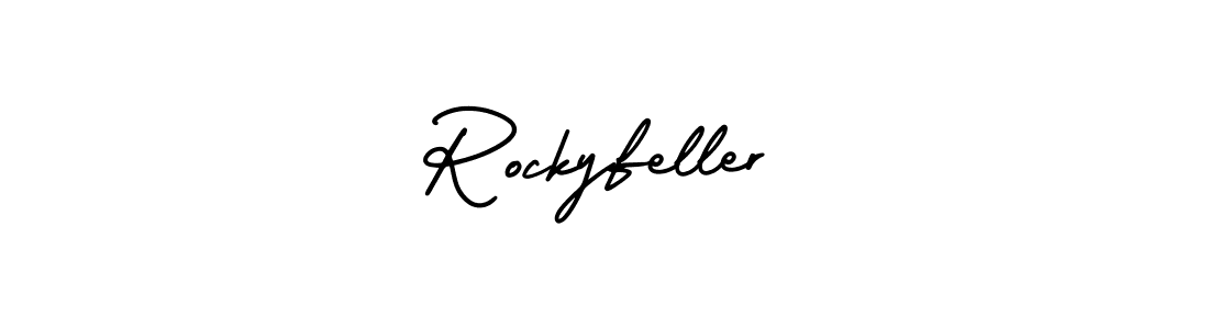 It looks lik you need a new signature style for name Rockyfeller. Design unique handwritten (AmerikaSignatureDemo-Regular) signature with our free signature maker in just a few clicks. Rockyfeller signature style 3 images and pictures png