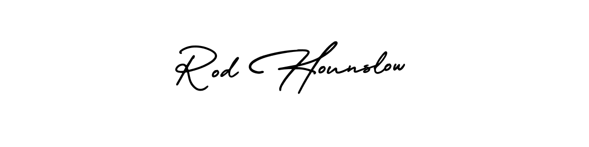 The best way (AmerikaSignatureDemo-Regular) to make a short signature is to pick only two or three words in your name. The name Rod Hounslow include a total of six letters. For converting this name. Rod Hounslow signature style 3 images and pictures png