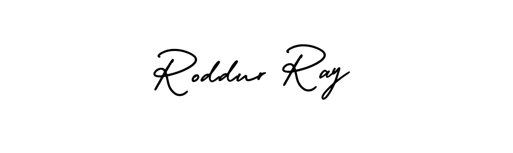 How to make Roddur Ray name signature. Use AmerikaSignatureDemo-Regular style for creating short signs online. This is the latest handwritten sign. Roddur Ray signature style 3 images and pictures png