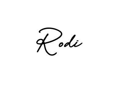 You should practise on your own different ways (AmerikaSignatureDemo-Regular) to write your name (Rodi) in signature. don't let someone else do it for you. Rodi signature style 3 images and pictures png