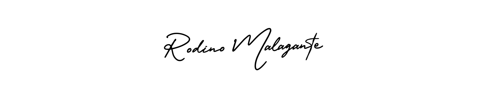 The best way (AmerikaSignatureDemo-Regular) to make a short signature is to pick only two or three words in your name. The name Rodino Malagante include a total of six letters. For converting this name. Rodino Malagante signature style 3 images and pictures png