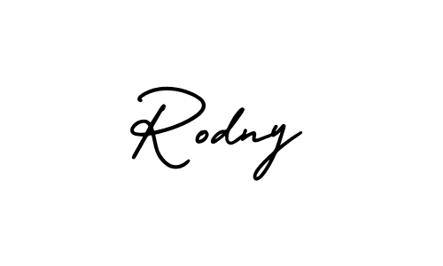 How to make Rodny name signature. Use AmerikaSignatureDemo-Regular style for creating short signs online. This is the latest handwritten sign. Rodny signature style 3 images and pictures png