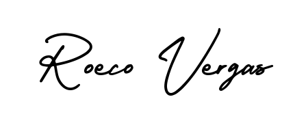 Create an unforgettable impression when signing with Roeco Vergas name styled in AmerikaSignatureDemo-Regular typography. 100% free online generator. Roeco Vergas signature style 3 images and pictures png