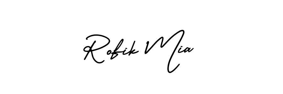 This is the best signature style for the Rofik Mia name. Also you like these signature font (AmerikaSignatureDemo-Regular). Mix name signature. Rofik Mia signature style 3 images and pictures png