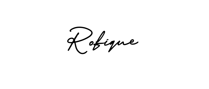 How to make Rofique name signature. Use AmerikaSignatureDemo-Regular style for creating short signs online. This is the latest handwritten sign. Rofique signature style 3 images and pictures png