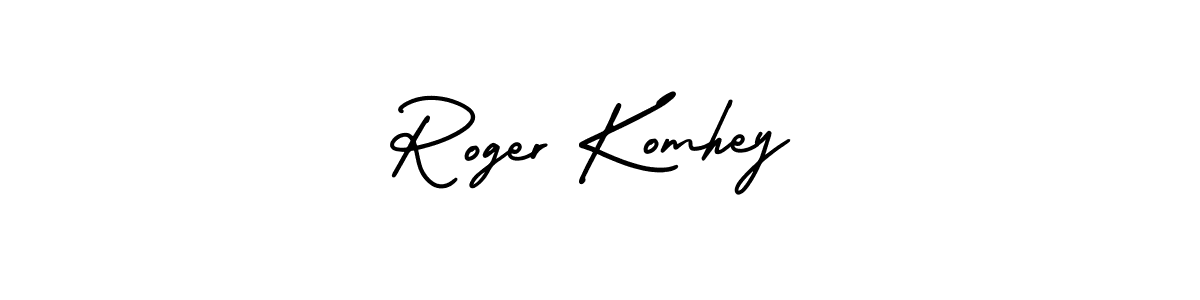 The best way (AmerikaSignatureDemo-Regular) to make a short signature is to pick only two or three words in your name. The name Roger Komhey include a total of six letters. For converting this name. Roger Komhey signature style 3 images and pictures png