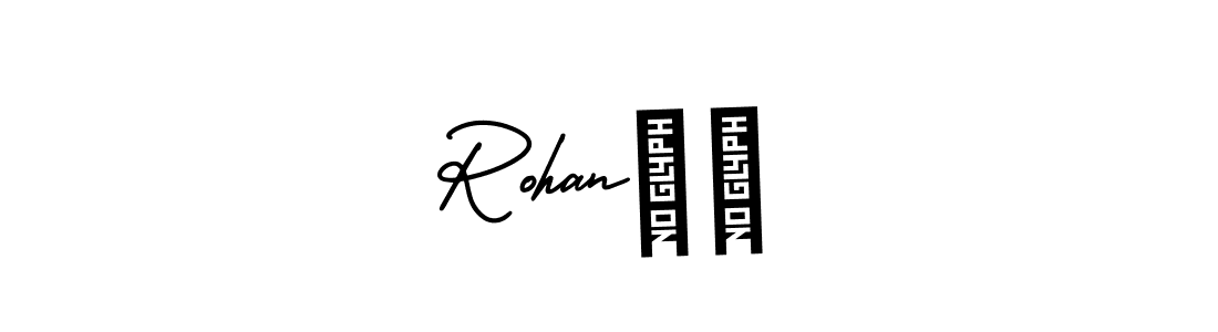 You should practise on your own different ways (AmerikaSignatureDemo-Regular) to write your name (Rohan♕︎) in signature. don't let someone else do it for you. Rohan♕︎ signature style 3 images and pictures png