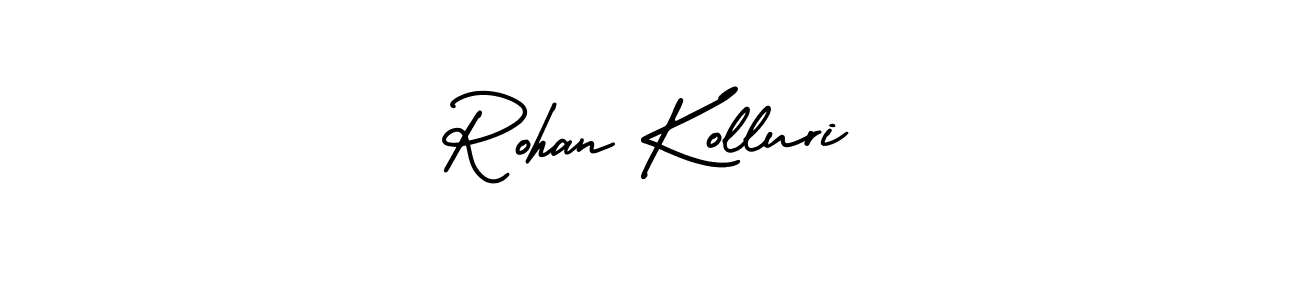 You should practise on your own different ways (AmerikaSignatureDemo-Regular) to write your name (Rohan Kolluri) in signature. don't let someone else do it for you. Rohan Kolluri signature style 3 images and pictures png