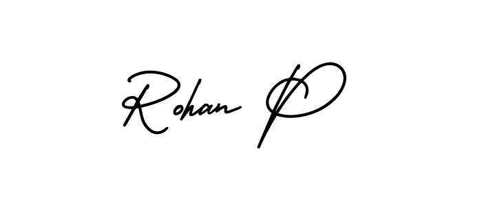 The best way (AmerikaSignatureDemo-Regular) to make a short signature is to pick only two or three words in your name. The name Rohan P include a total of six letters. For converting this name. Rohan P signature style 3 images and pictures png