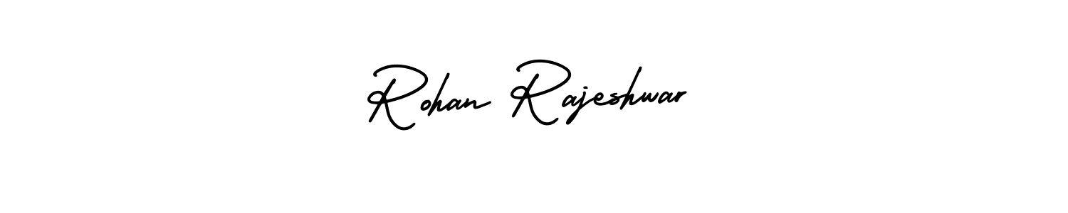 You should practise on your own different ways (AmerikaSignatureDemo-Regular) to write your name (Rohan Rajeshwar) in signature. don't let someone else do it for you. Rohan Rajeshwar signature style 3 images and pictures png
