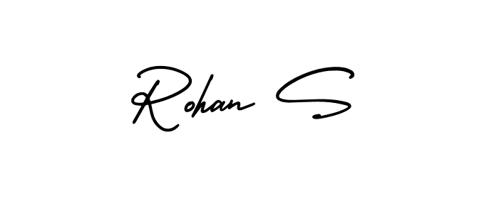 The best way (AmerikaSignatureDemo-Regular) to make a short signature is to pick only two or three words in your name. The name Rohan S include a total of six letters. For converting this name. Rohan S signature style 3 images and pictures png