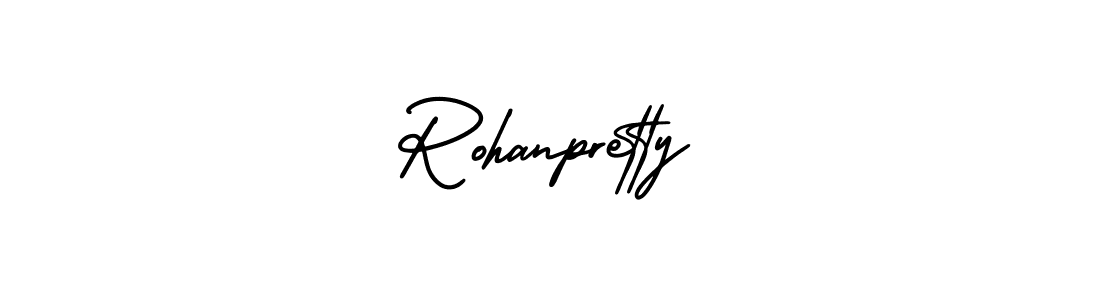 You should practise on your own different ways (AmerikaSignatureDemo-Regular) to write your name (Rohanpretty) in signature. don't let someone else do it for you. Rohanpretty signature style 3 images and pictures png