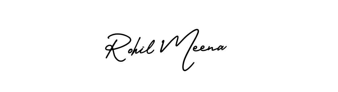 The best way (AmerikaSignatureDemo-Regular) to make a short signature is to pick only two or three words in your name. The name Rohil Meena include a total of six letters. For converting this name. Rohil Meena signature style 3 images and pictures png