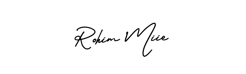 AmerikaSignatureDemo-Regular is a professional signature style that is perfect for those who want to add a touch of class to their signature. It is also a great choice for those who want to make their signature more unique. Get Rohim Miie name to fancy signature for free. Rohim Miie signature style 3 images and pictures png