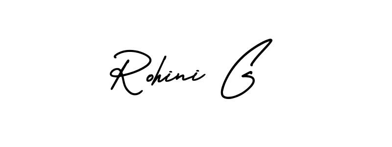 This is the best signature style for the Rohini G name. Also you like these signature font (AmerikaSignatureDemo-Regular). Mix name signature. Rohini G signature style 3 images and pictures png