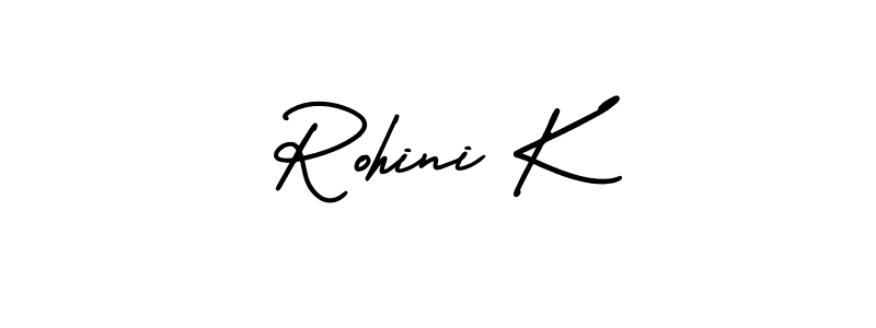 It looks lik you need a new signature style for name Rohini K. Design unique handwritten (AmerikaSignatureDemo-Regular) signature with our free signature maker in just a few clicks. Rohini K signature style 3 images and pictures png