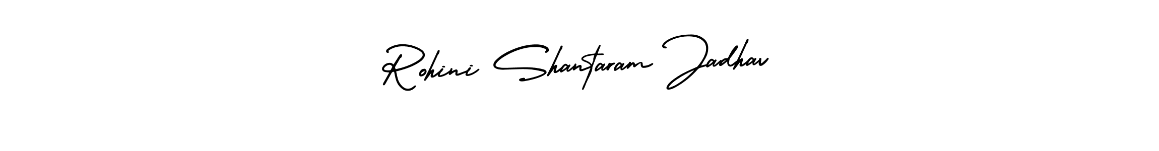 The best way (AmerikaSignatureDemo-Regular) to make a short signature is to pick only two or three words in your name. The name Rohini Shantaram Jadhav include a total of six letters. For converting this name. Rohini Shantaram Jadhav signature style 3 images and pictures png