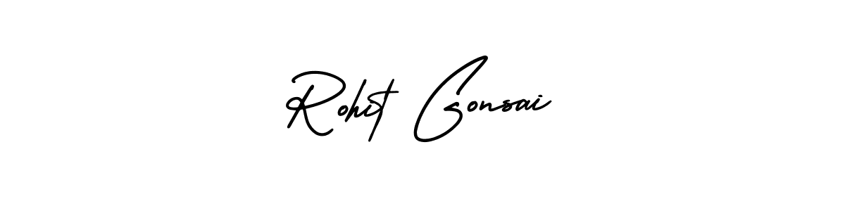 You should practise on your own different ways (AmerikaSignatureDemo-Regular) to write your name (Rohit Gonsai) in signature. don't let someone else do it for you. Rohit Gonsai signature style 3 images and pictures png