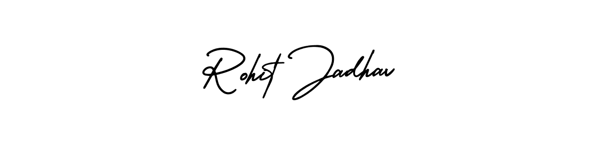 You should practise on your own different ways (AmerikaSignatureDemo-Regular) to write your name (Rohit Jadhav) in signature. don't let someone else do it for you. Rohit Jadhav signature style 3 images and pictures png