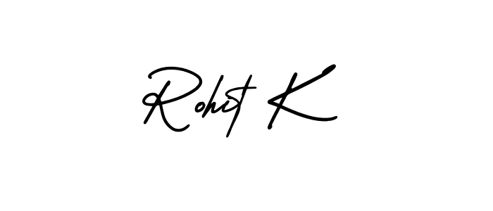 How to make Rohit K name signature. Use AmerikaSignatureDemo-Regular style for creating short signs online. This is the latest handwritten sign. Rohit K signature style 3 images and pictures png