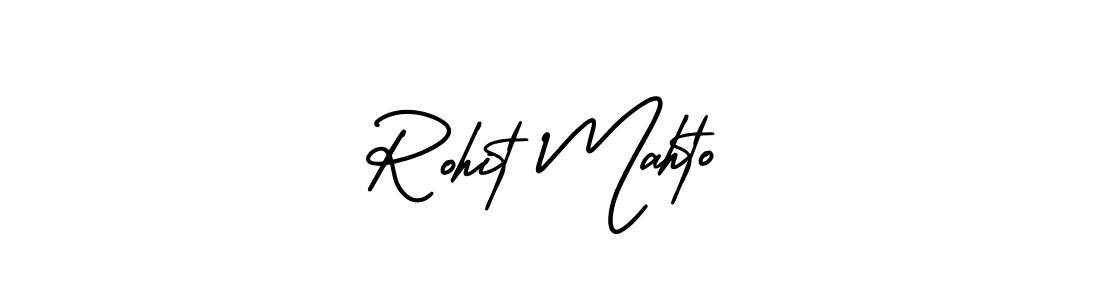 The best way (AmerikaSignatureDemo-Regular) to make a short signature is to pick only two or three words in your name. The name Rohit Mahto include a total of six letters. For converting this name. Rohit Mahto signature style 3 images and pictures png