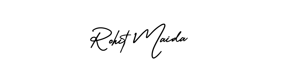You should practise on your own different ways (AmerikaSignatureDemo-Regular) to write your name (Rohit Maida) in signature. don't let someone else do it for you. Rohit Maida signature style 3 images and pictures png