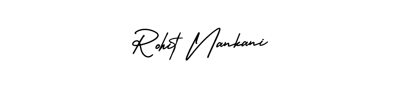 The best way (AmerikaSignatureDemo-Regular) to make a short signature is to pick only two or three words in your name. The name Rohit Nankani include a total of six letters. For converting this name. Rohit Nankani signature style 3 images and pictures png