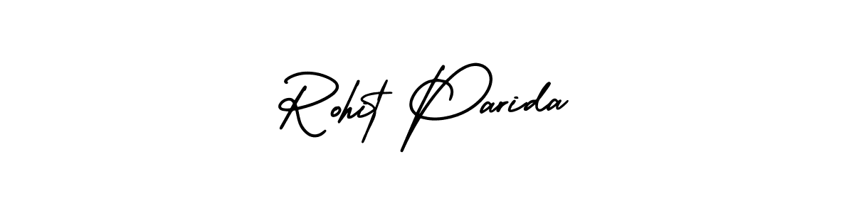 The best way (AmerikaSignatureDemo-Regular) to make a short signature is to pick only two or three words in your name. The name Rohit Parida include a total of six letters. For converting this name. Rohit Parida signature style 3 images and pictures png