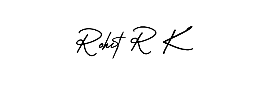 You should practise on your own different ways (AmerikaSignatureDemo-Regular) to write your name (Rohit R K) in signature. don't let someone else do it for you. Rohit R K signature style 3 images and pictures png