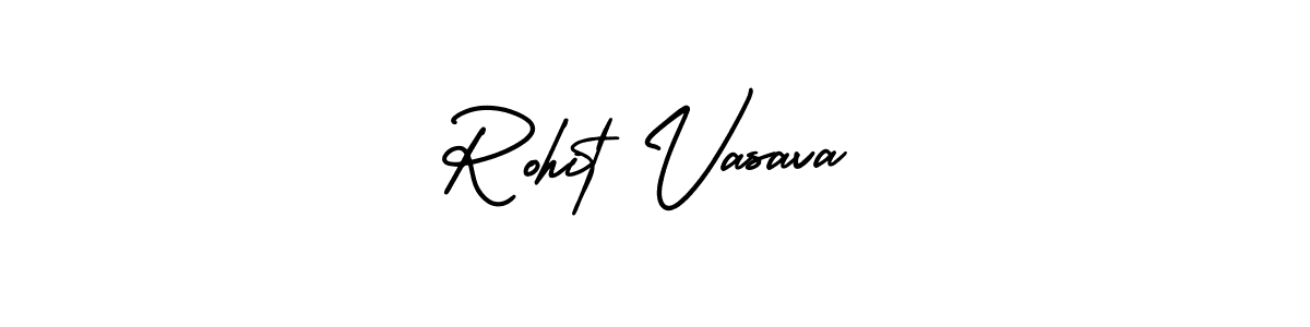 The best way (AmerikaSignatureDemo-Regular) to make a short signature is to pick only two or three words in your name. The name Rohit Vasava include a total of six letters. For converting this name. Rohit Vasava signature style 3 images and pictures png