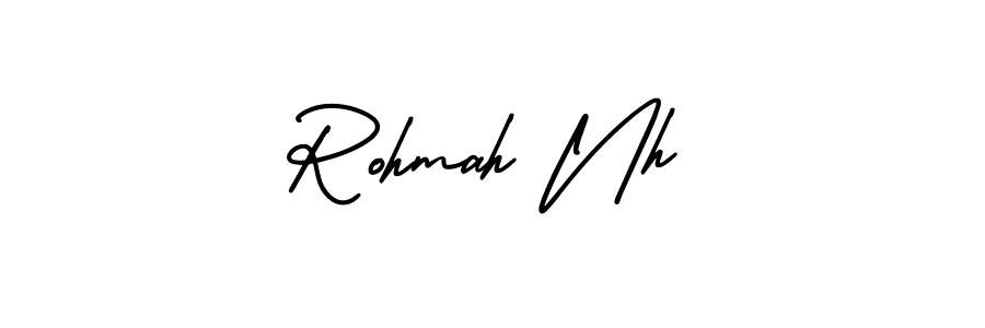 Use a signature maker to create a handwritten signature online. With this signature software, you can design (AmerikaSignatureDemo-Regular) your own signature for name Rohmah Nh. Rohmah Nh signature style 3 images and pictures png