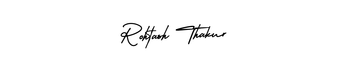 You should practise on your own different ways (AmerikaSignatureDemo-Regular) to write your name (Rohtash Thakur) in signature. don't let someone else do it for you. Rohtash Thakur signature style 3 images and pictures png