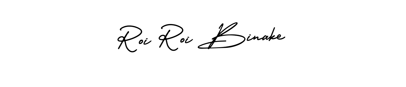 It looks lik you need a new signature style for name Roi Roi Binake. Design unique handwritten (AmerikaSignatureDemo-Regular) signature with our free signature maker in just a few clicks. Roi Roi Binake signature style 3 images and pictures png