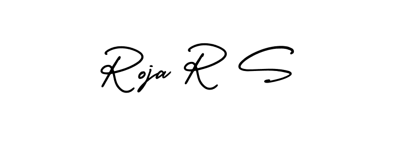 This is the best signature style for the Roja R S name. Also you like these signature font (AmerikaSignatureDemo-Regular). Mix name signature. Roja R S signature style 3 images and pictures png