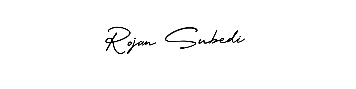 How to Draw Rojan Subedi signature style? AmerikaSignatureDemo-Regular is a latest design signature styles for name Rojan Subedi. Rojan Subedi signature style 3 images and pictures png
