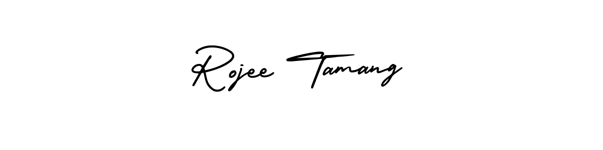 This is the best signature style for the Rojee Tamang name. Also you like these signature font (AmerikaSignatureDemo-Regular). Mix name signature. Rojee Tamang signature style 3 images and pictures png