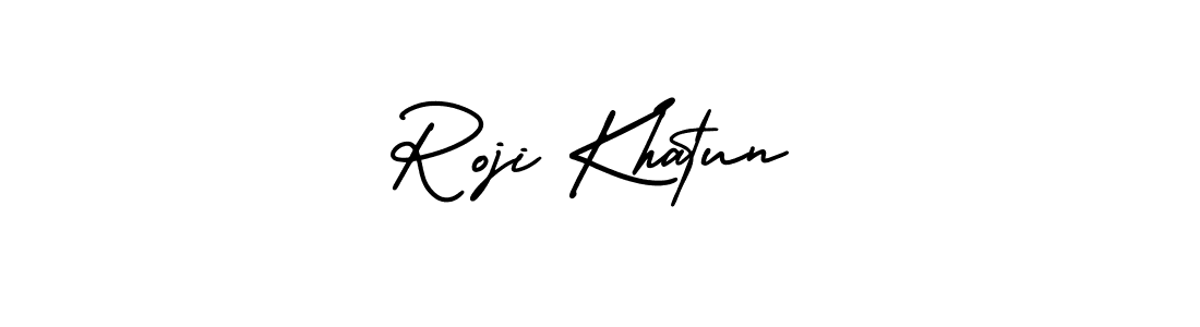 This is the best signature style for the Roji Khatun name. Also you like these signature font (AmerikaSignatureDemo-Regular). Mix name signature. Roji Khatun signature style 3 images and pictures png