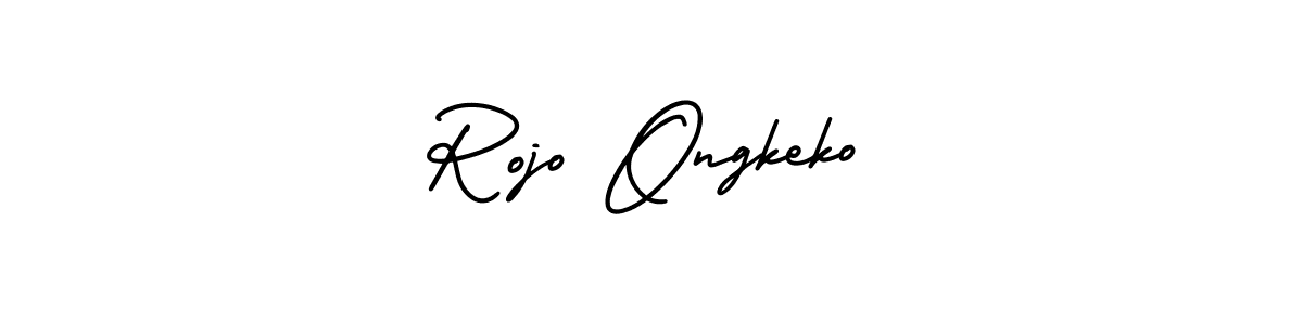 The best way (AmerikaSignatureDemo-Regular) to make a short signature is to pick only two or three words in your name. The name Rojo Ongkeko include a total of six letters. For converting this name. Rojo Ongkeko signature style 3 images and pictures png